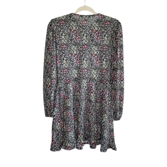 Asos Miss Selfridge Collared Black & Pink Floral Vtg Retro Inspired Dress Size 6 - Picture 3 of 9